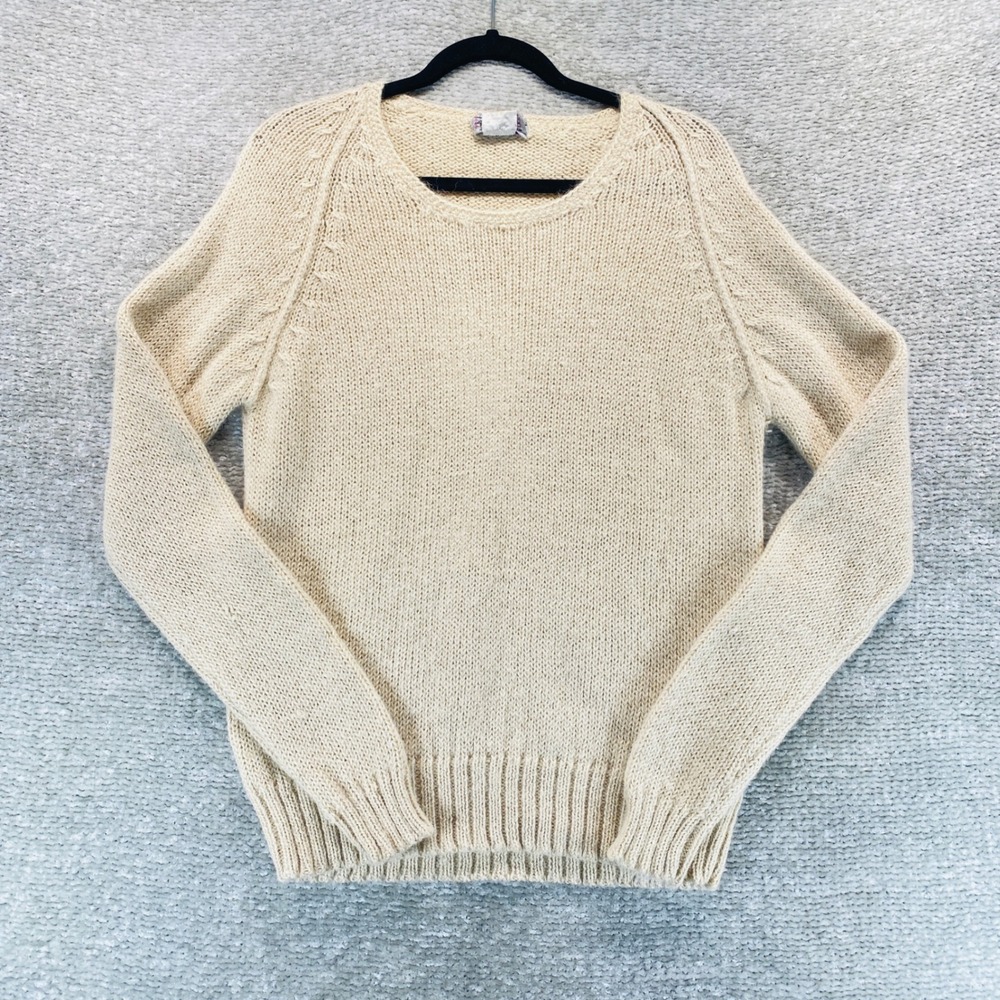 Tattersall Ltd Mens Beige 100% Alpaca Raglan‎ Crew Neck Sweater Large Vintage